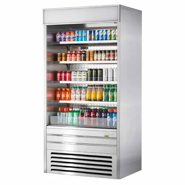 Turbo Air TOM-36ES-N Stainless Steel Vertical Air Curtain Open Display Merchandiser 36"W — main image
