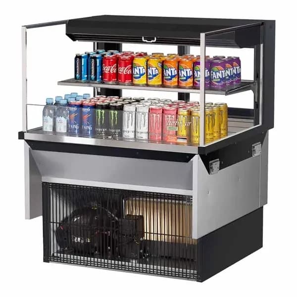 Turbo Air TOM-36L-UFD-B-2SI-N Black Drop-In Open Display Case Merchandiser 35-7/8"W — main image