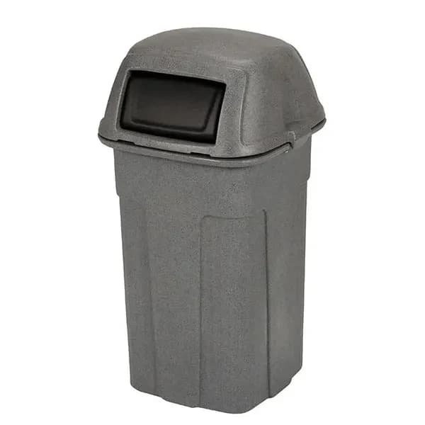 Toter SHL50-90763 50 Gallon Slimline Graystone Square Trash Container with Hinged Dome Lid — view 2
