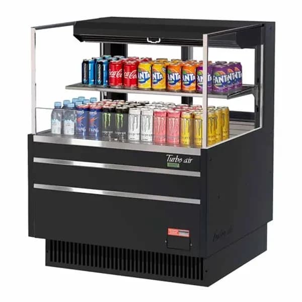 Turbo Air TOM-36L-UFD-B-2S-N Black Horizontal Open Display Case Merchandiser 34-3/4"W — main image