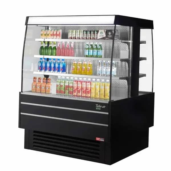 Turbo Air TIOM-48SB-N Black Open Island Display Case Merchandiser 51-1/8"W — main image