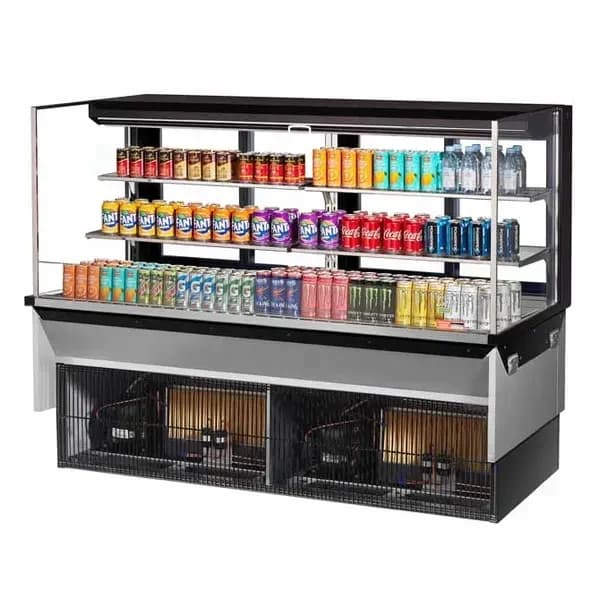 Turbo Air TOM-72L-UFD-B-3SI-N Black Drop-In Open Display Case Merchandiser 71-7/8"W — view 2