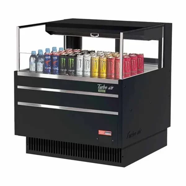 Turbo Air TOM-36L-UFD-B-1S-N Black Horizontal Open Display Case Merchandiser 34-3/4"W — view 2