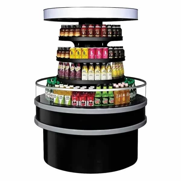 Turbo Air TIOM-48RRB-N Black Round Open Island Display Case Merchandiser 48" Diameter — main image