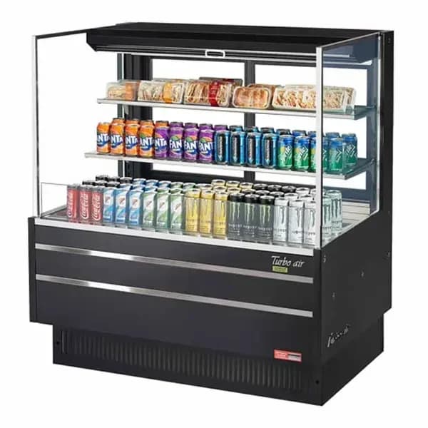 Turbo Air TOM-48L-UFD-B-3S-N Black Horizontal Open Display Case Merchandiser 46-3/4"W — main image