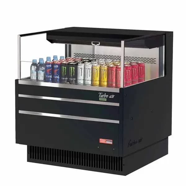 Turbo Air TOM-36L-UF-B-1S-N Black Horizontal Open Display Case Merchandiser 34-3/4"W — main image