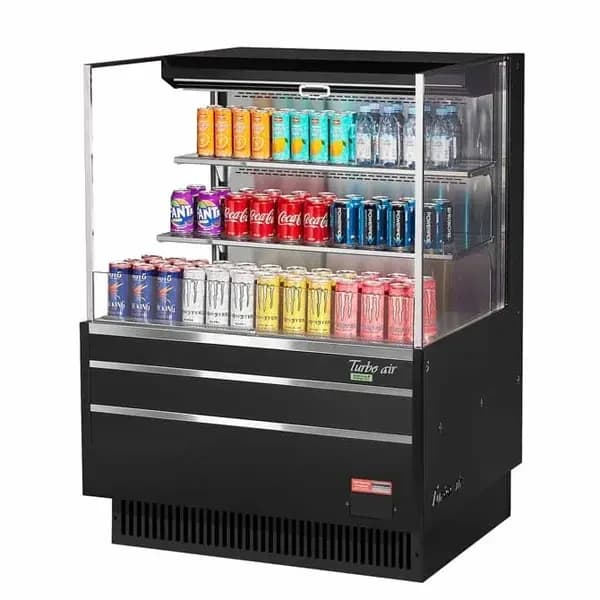 Turbo Air TOM-36L-UF-B-3S-N Black Horizontal Open Display Case Merchandiser 34-3/4"W — view 2