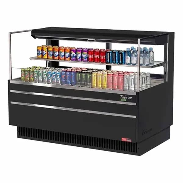 Turbo Air TOM-60L-UFD-B-2S-N Black Horizontal Open Display Case Merchandiser 58-3/4"W — main image