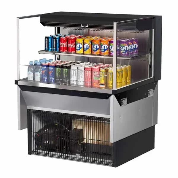Turbo Air TOM-36L-UF-B-2SI-N Black Drop-In Open Display Case Merchandiser 35-7/8"W — main image