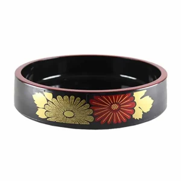 Thunder Group PLSPT0802 Black 8-1/2" x 2-3/16" Flower Pattern Plastic Sushi Party Tray — main image