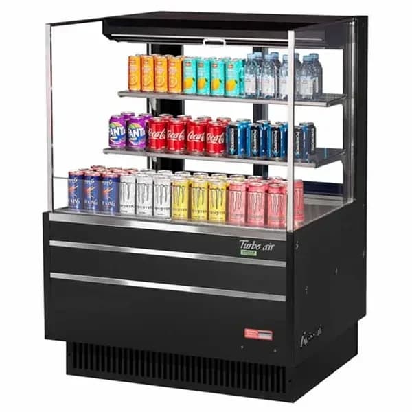 Turbo Air TOM-36L-UFD-B-3S-N Black Horizontal Open Display Case Merchandiser 34-3/4"W — view 2