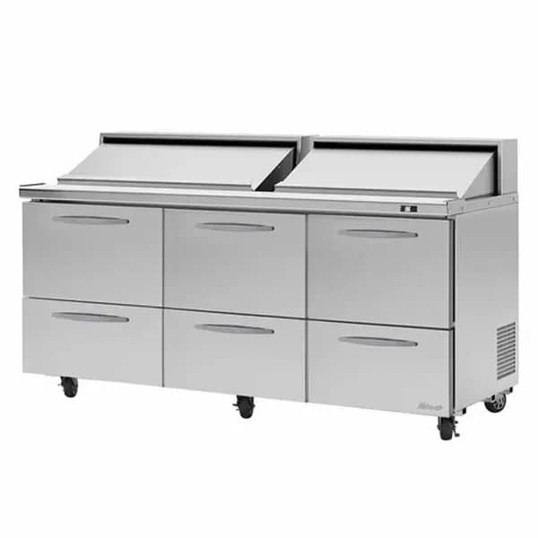 Turbo Air PST-72-D6-N PRO Series 18 Pan 6-Drawer Sandwich Prep Table 72-5/8"W — main image