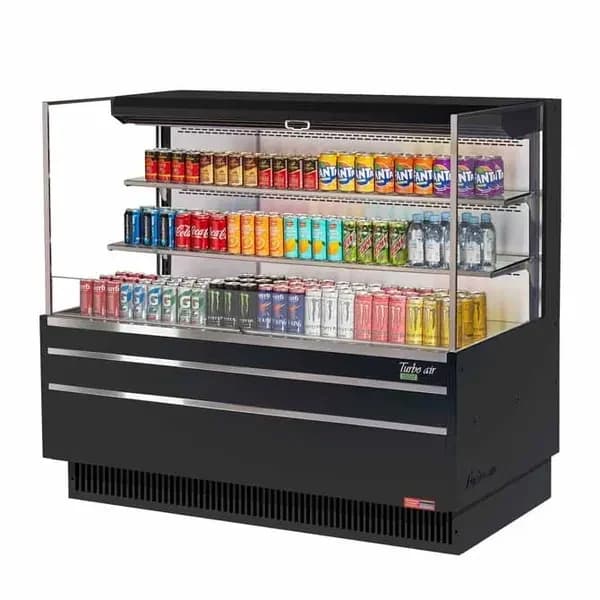 Turbo Air TOM-60L-UF-B-3S-N Black Horizontal Open Display Case Merchandiser 58-3/4"W — main image