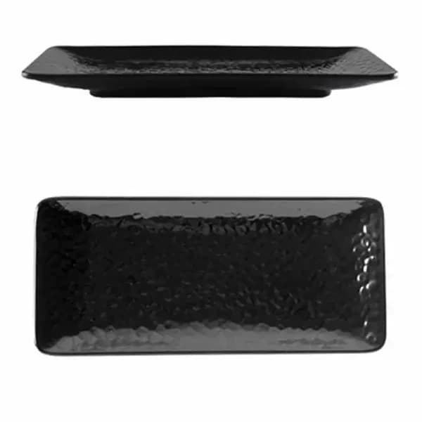 Thunder Group 24110BK Classic Black 11-1/4" x 5" Rectangular Melamine Plate | Case of 12 — main image