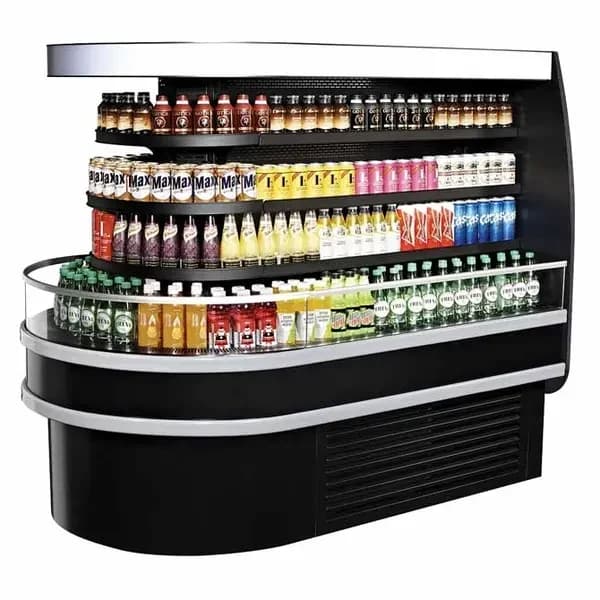 Turbo Air TIOM-36RSB-N Black 3/4 Oval Open Island Display Case Merchandiser 48"W X 61-7/8"D — view 2
