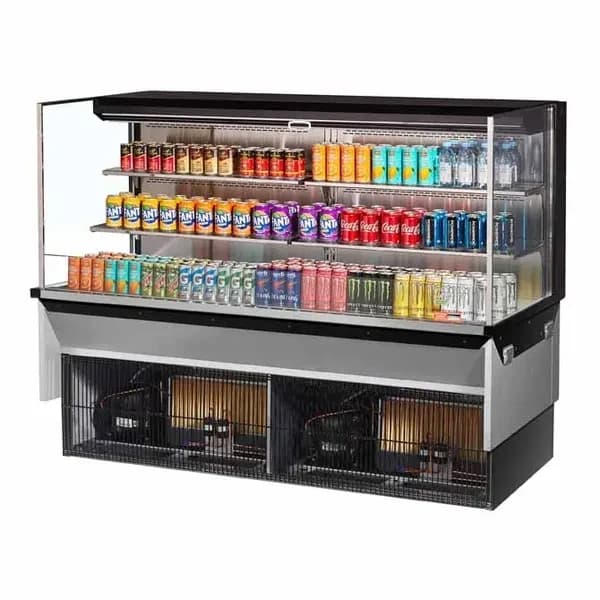 Turbo Air TOM-72L-UF-B-3SI-N Black Drop-In Open Display Case Merchandiser 71-7/8"W — main image
