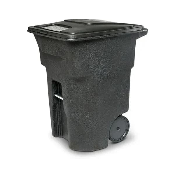 Toter ANA96-00BKS 96 Gallon Blackstone Body Rollout Trash Container with Black Lid and Two Wheels — view 2